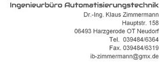 Bitte sprechen Sie uns an Ingenieurbüro Automatisierungstechnik, Dr.-Ing. Klaus Zimmermann